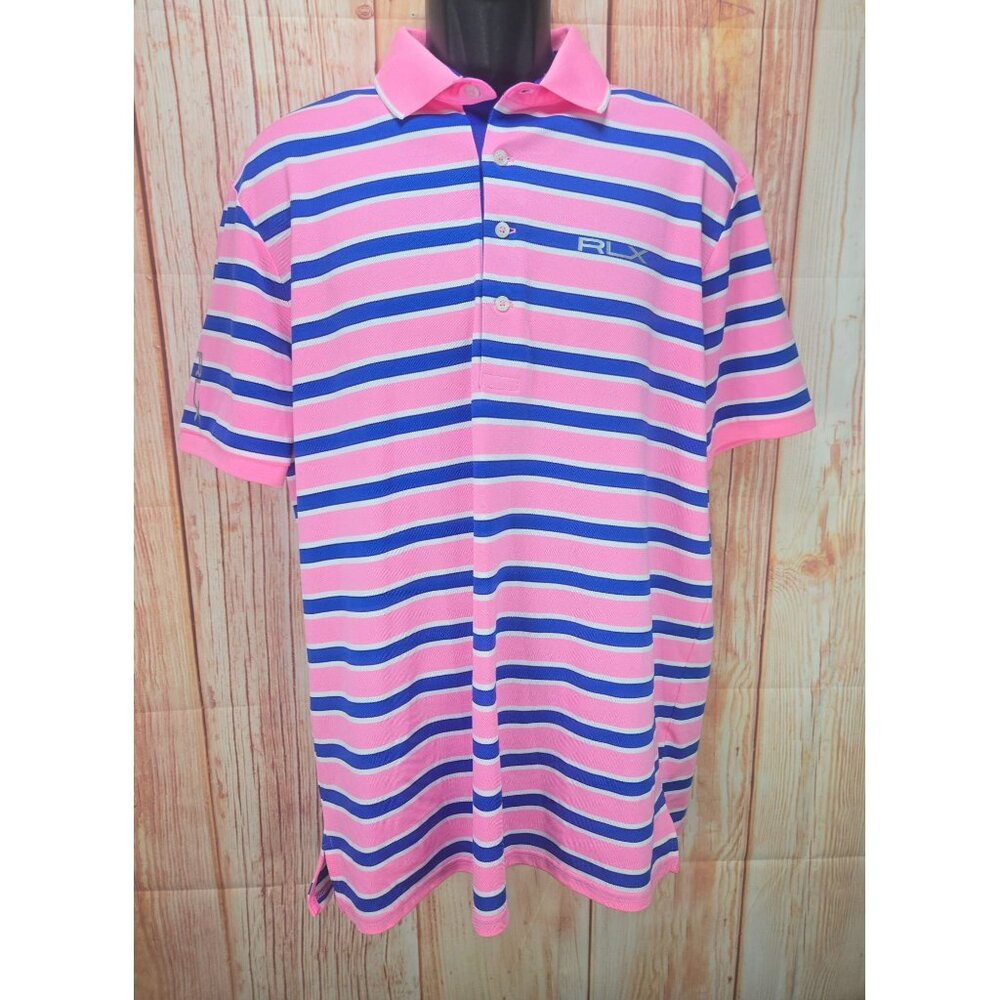 RLX Ralph Lauren Men's Pink Striped Polo Medium
